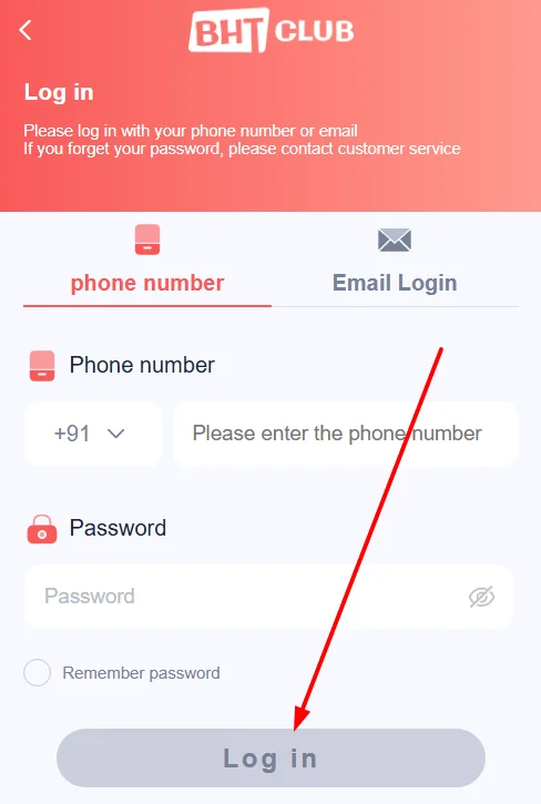 click login button